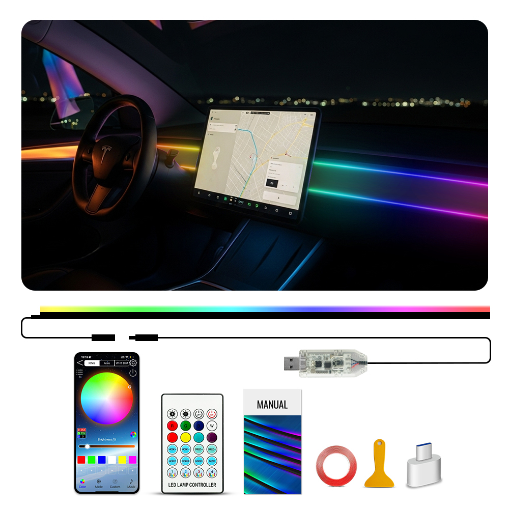 Led Ambient Interior Car Lights App Control - 110 cm APP Uzaktan Kumanda Led
