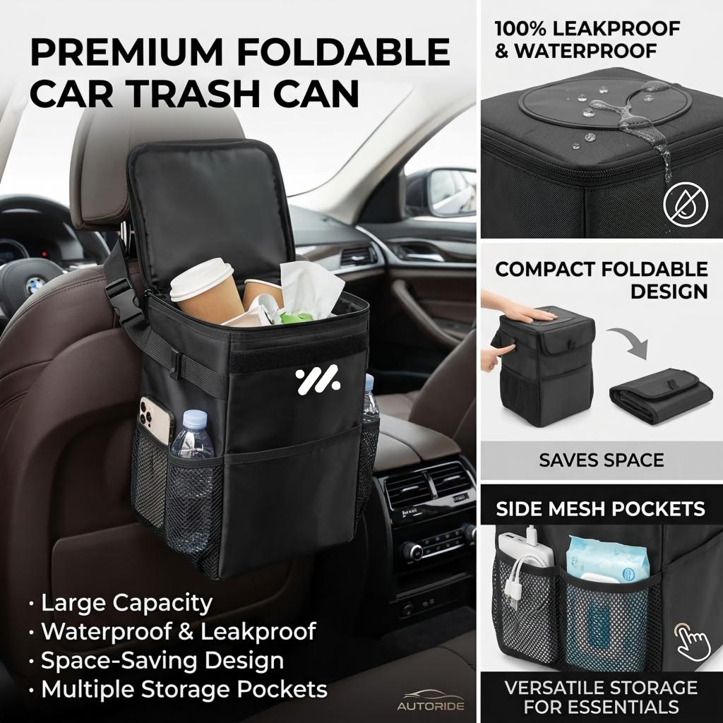 Waterproof Car Trash Can With Lid - Su geçirmez araç çöp kutusu saklama