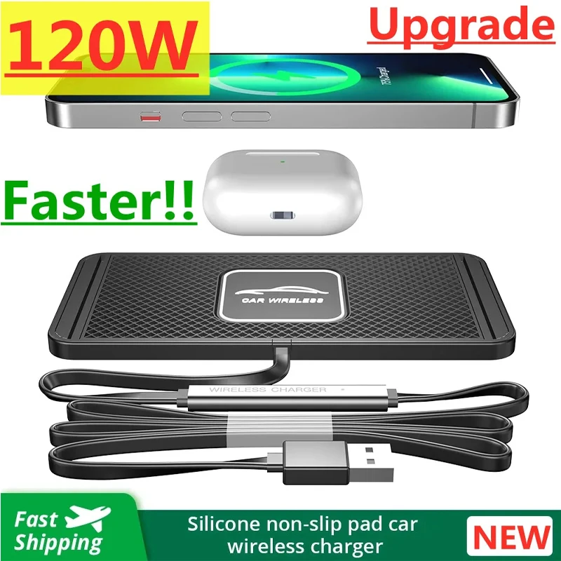 Wireless Car Charger Mount Fast Charging - Silikon Pad iPhone15 için kablosuz şarj