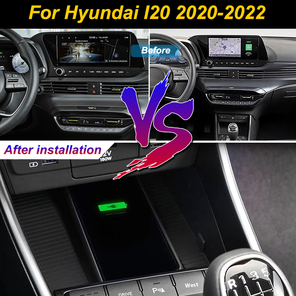 Wireless Car Charger Mount Fast Charging - Hyundai I20 2020 2021 2022 için