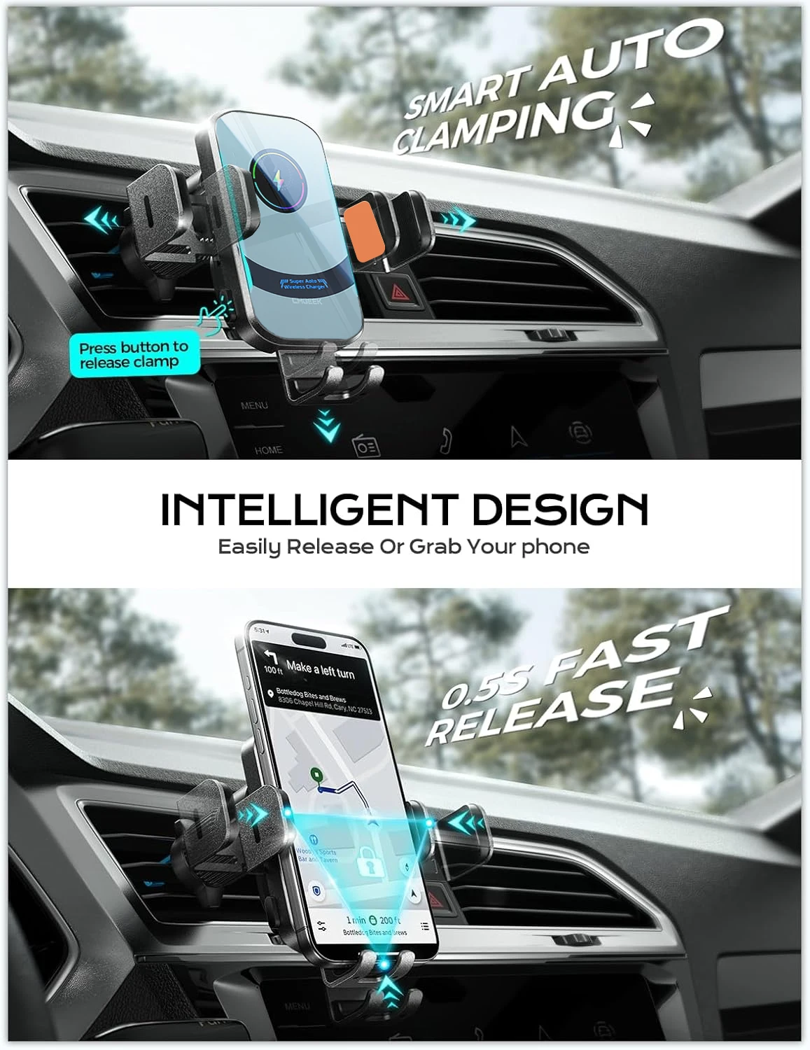 UYUXIO kablosuz araç şarj ciha - Wireless Car Charger Mount Fast Charging incelemesi ve fiyatı