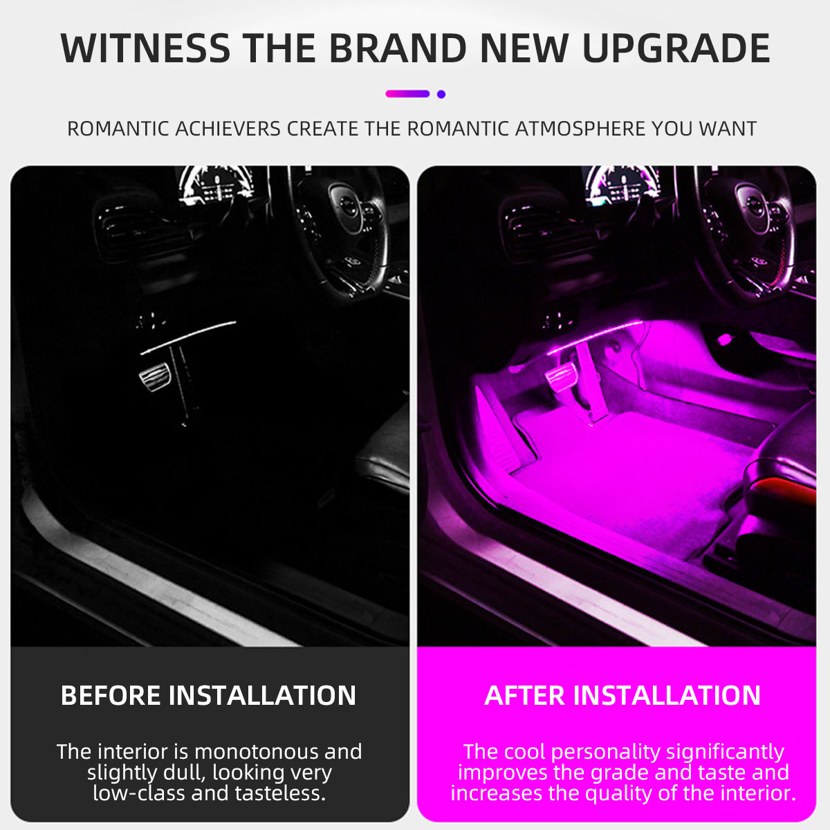 2/4in1 Neon 12/18 LED Araç İç  - Led Ambient Interior Car Lights App Control incelemesi ve fiyatı