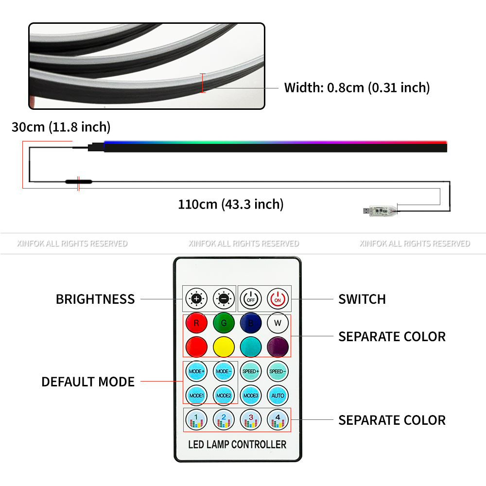 110 cm APP Uzaktan Kumanda Led - Led Ambient Interior Car Lights App Control incelemesi ve fiyatı