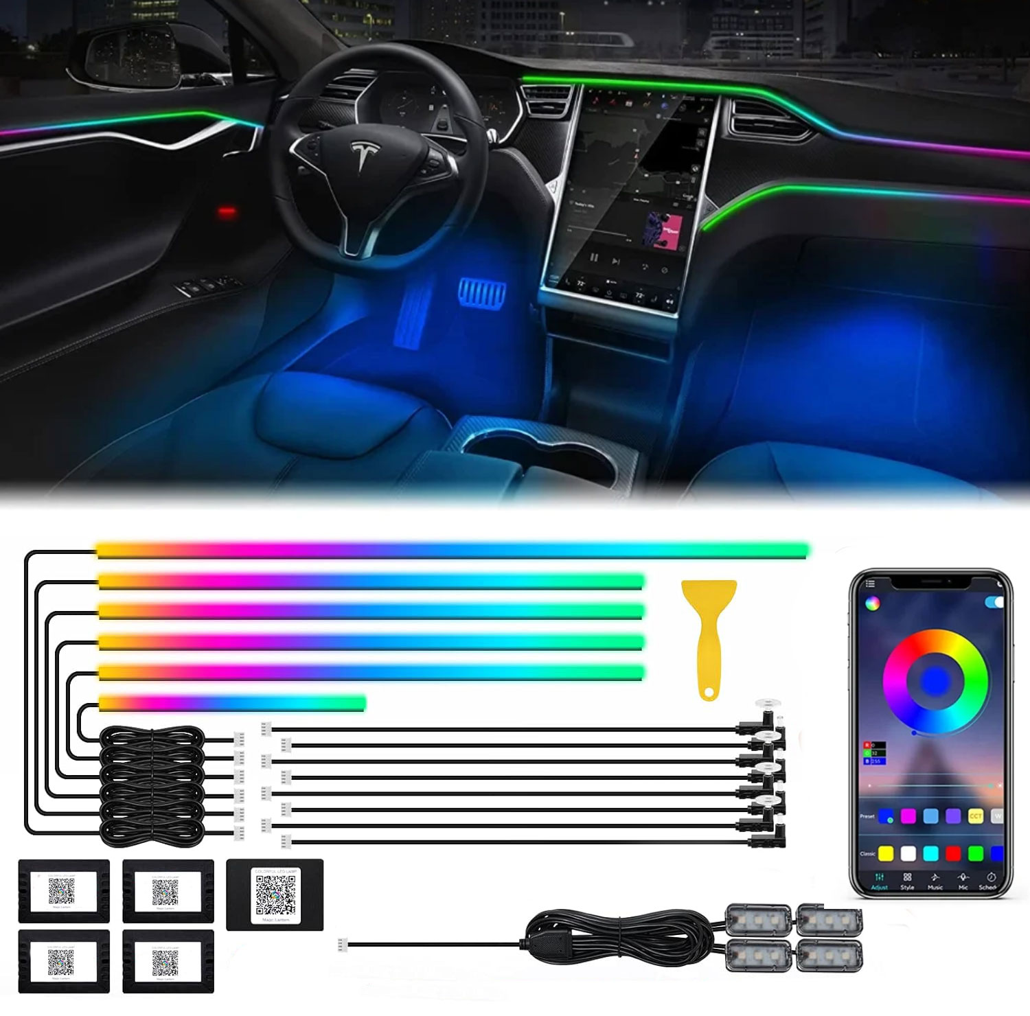 18in1 Neon araba iç ortam işığ - Led Ambient Interior Car Lights App Control incelemesi ve fiyatı